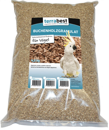 Buchenholzgranulat fein, Einstreu für Vögel  4,5KG