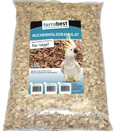 Buchenholzgranulat grob, Einstreu für Vögel  4,5KG